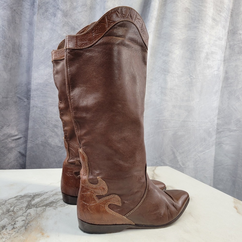 Mario Bruni Knee High Western Cowgirl Low Heel Boots Women's 7 B
